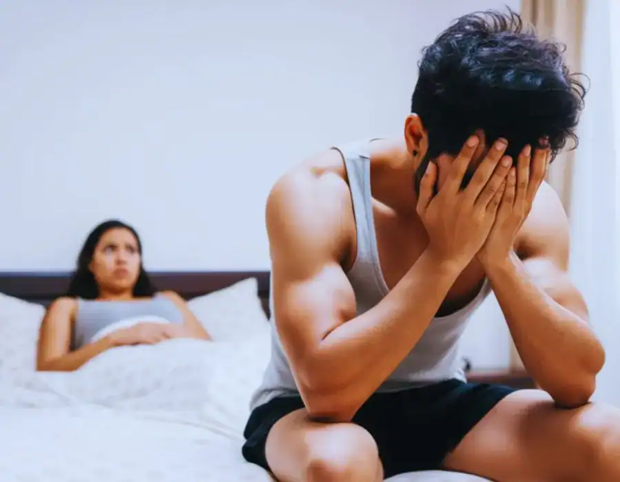 Image of upset man in need of erectile dysfunction treatment Market Drayton